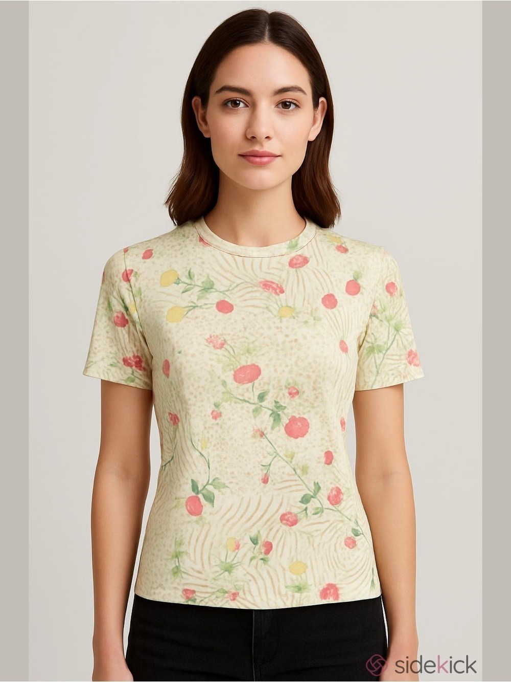 Vintage 90s Mixed Animal & Floral Print Tee - Zebra Leopard Roses